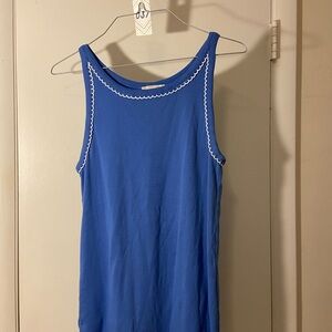 LOFT Royal Blue Tank with White Scalloped Trim